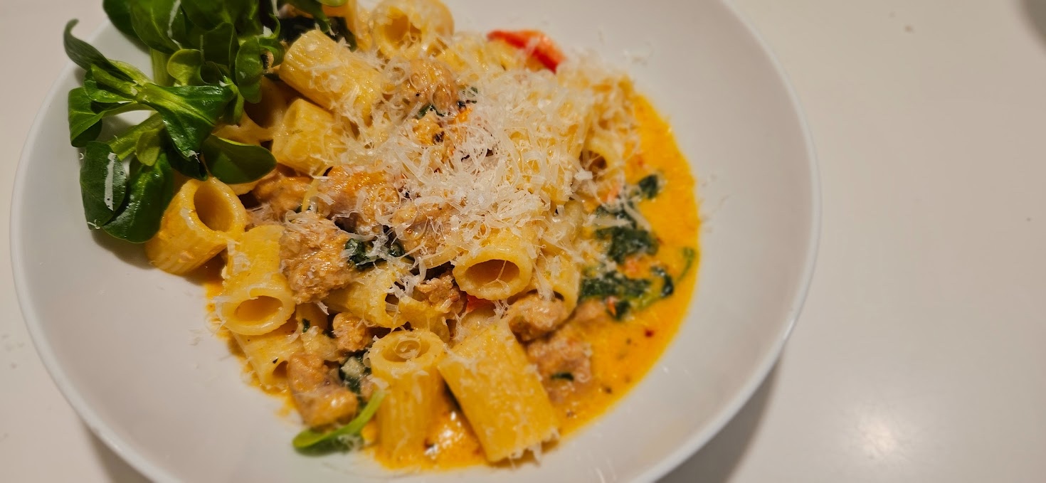 Chorizo og Spinat Pasta