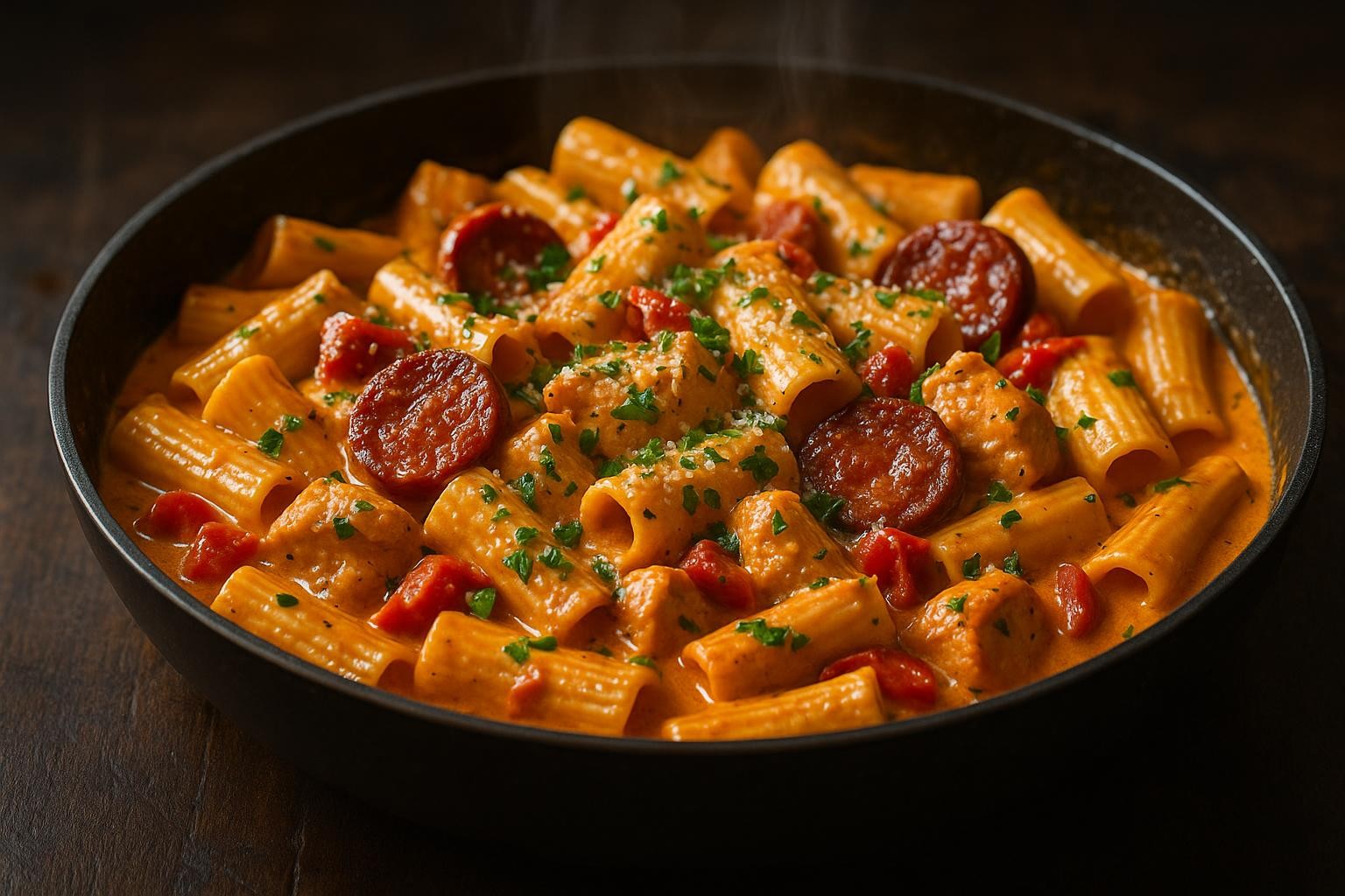 Kremet kylling- og chorizopasta