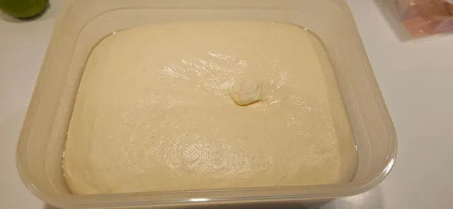 Bollen har fått en liten sprut olje så deigen ikke setter seg fast. Lokk på hevebollen gjør at toppen ikke blir tørr.